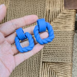 Blue Twisted Earrings